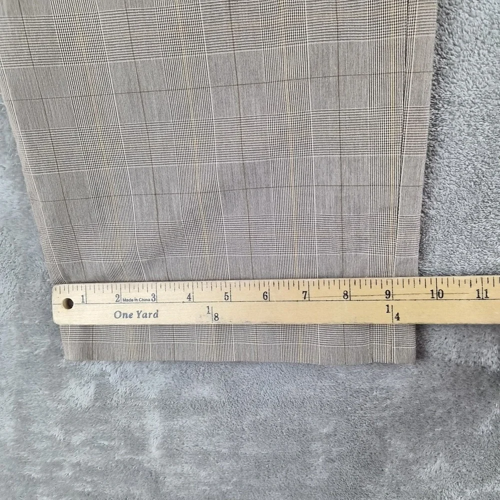 Banana Republic Dress Pants Men 36x30 (fits 34x28) Beige Plaid 100% Cotton Flat